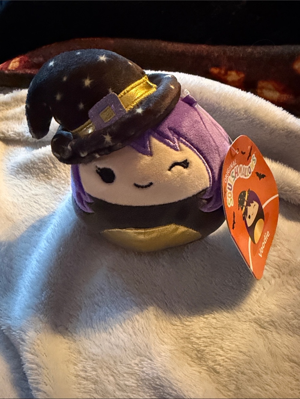 Squishmallows Small Witch 4’ Plush Purple Hair, Black Hat, Gold Accent “Voodie”